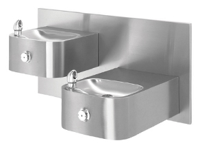 Model 1119 | Wall Mount Hi-Lo 18 Gauge Stainless Steel ADA Drinking Fountain with Back Panel