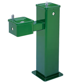 Model 3500 | Outdoor Drinking Fountain | Square Pedestal | Dual Height