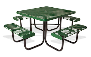 Model 358-VR | Classic Style Square Steel Picnic Table Diamond Pattern with Rolled Edges