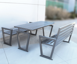 Model DXTS6 | Decora Style Outdoor Picnic Bench Table | Shown with Benches