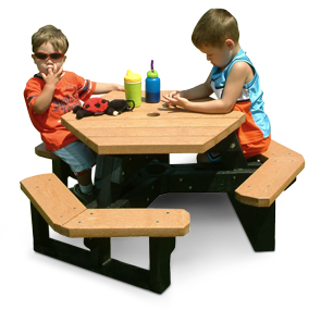 Model HT-100Y | Recycled Plastic Kids Picnic Table (Cedar/Black)