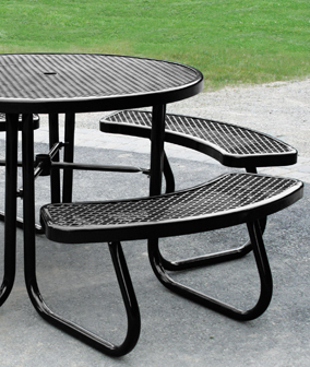 Round Portable Powder-Coated Steel Picnic Table with Umbrella Hole