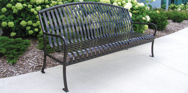 Model PA6 | Ribbed Steel Park Bench | Premier Arched Style (Black)