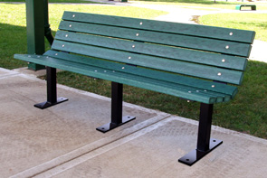 Model PB6-CON | 6' Recycled Plastic Contoured Bench (Green)