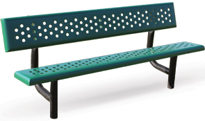 Modl PBG-6PS | Perforated Steel Park Benches | Traditional Style (Teal/Black)