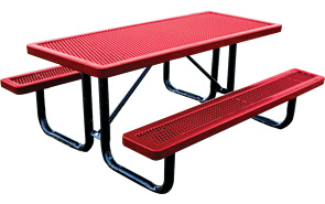 Model R6-P | 8ft Thermoplastic Traditional Picnic Table (Red/Black)