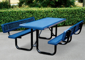 Model R6-WB-P | 6' Thermoplastic Coated Picnic Table with Backrests (Lt. Blue/Black)