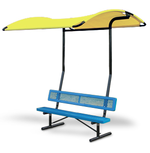 Canopy Shade Bench Attachment Shown Attached to Bench