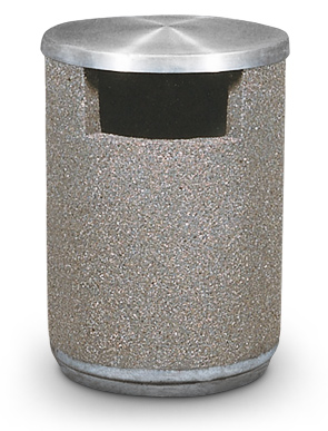 Model TCRCA-SO | 36 Gallon Concrete Trash Receptacle with Side Opening and Spun Aluminum Lid