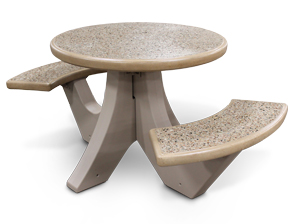 Model TF311012 | Polished Terrazzo Round Concrete Picnic Table with Two Seats (Buff)