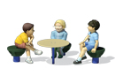 Kids Caf� Table and Frog Lily Pad Pedestal Seats