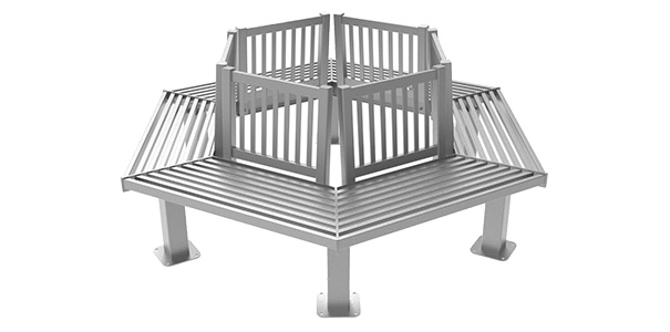 Hexagon Tree Benches with Back