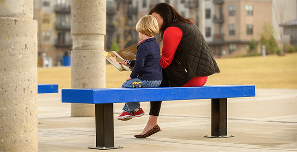 Mall Bench with Diamond Pattern Steel