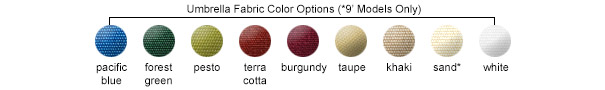 Umbrella Fabric Color Options