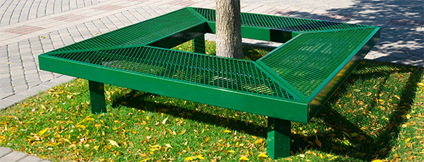 Geometric Mall Bench with Diamond Pattern