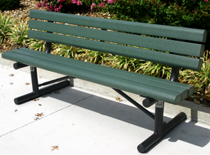 Park Style Recycled Plastic Bench with Backrest (Green/Black)