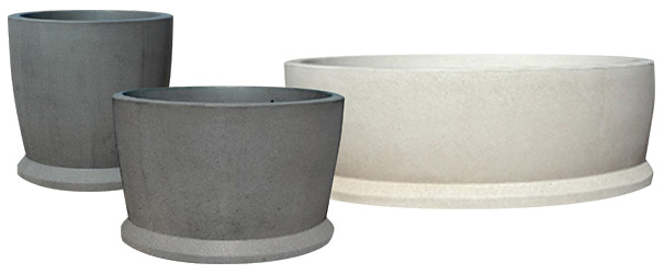 Plaza Style Round Concrete Planters