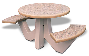 Round Concrete Commercial Two Seat Picnic Table