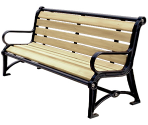 Model TZ6R | Recycled Plastic Park Benches | Terraza Style (Sand/Black)