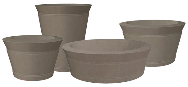 Tapered Style Round Concrete Planters