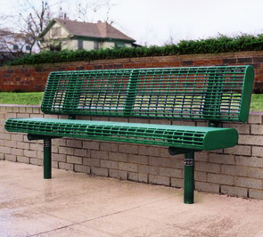 W6WB-I, 8 ft. Thermoplastic Coated Rolled Wire Style Bench with Back